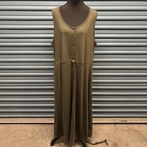Torrid Maxi Dress Womens 2X Olive Green Sleeveless Button Front Pockets Lounge